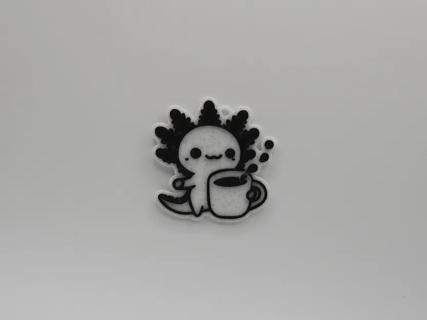 Móc khóa Axolotl uống cà phê đáng yêu - Mẫu in 3D cực dễ - Image 1