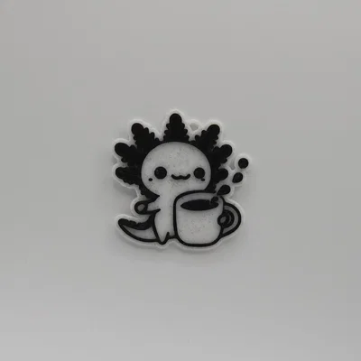 Móc khóa Axolotl uống cà phê đáng yêu - Mẫu in 3D cực dễ