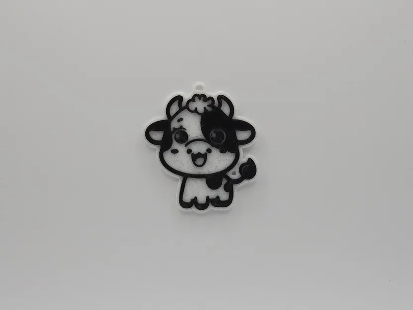 Móc khóa hình chú bò đáng yêu - Cute Cow Keychain in 3D - Image 1