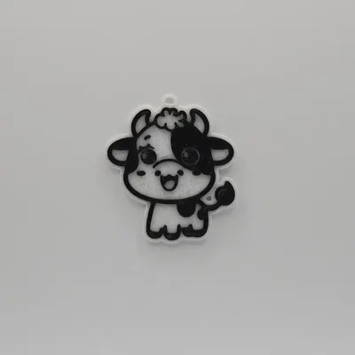 Móc khóa hình chú bò đáng yêu - Cute Cow Keychain in 3D