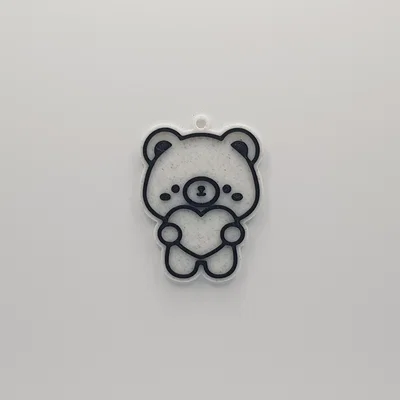 Móc khóa hình gấu ôm trái tim đáng yêu - In 3D siêu dễ