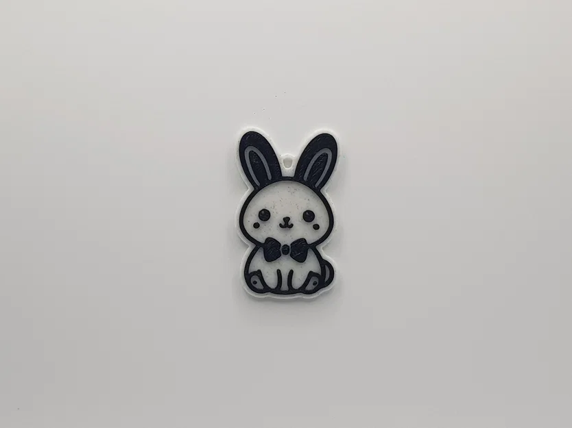 Mẫu in 3D móc khóa thỏ con thắt nơ dễ thương - Image 1