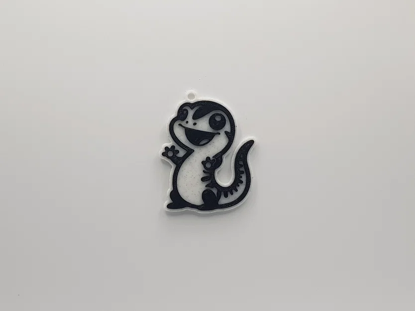 Móc khóa chú thằn lằn dễ thương in 3D đơn giản - Image 1