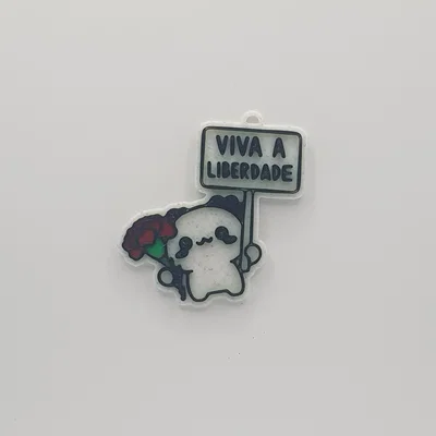 Móc khóa Axolotl cầm bảng “Viva a Liberdade”