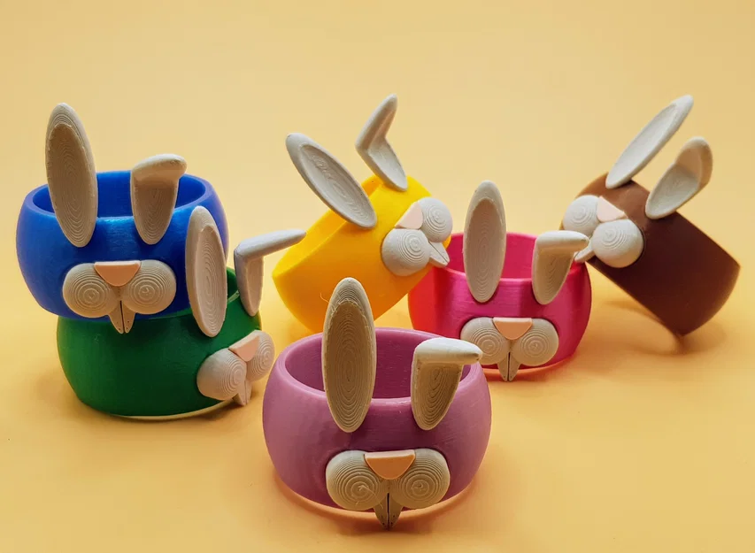 Vòng giữ khăn ăn hình thỏ Easter (Easter Bunny Napkin Ring) in 3D - Image 1
