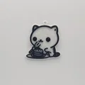 Móc khóa mèo dễ thương đang ăn bánh - Mô hình in 3D xinh xắn - Thumbnail 1