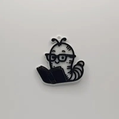 Móc khóa chú sâu mọt sách (Cute Bookworm Keychain) in 3D dễ thương