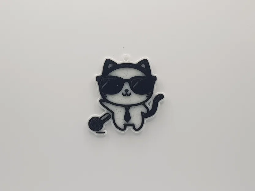 Móc khóa mèo ngầu thả micro (Cat Drop the Mic Keychain) in 3D siêu cute - Image 1