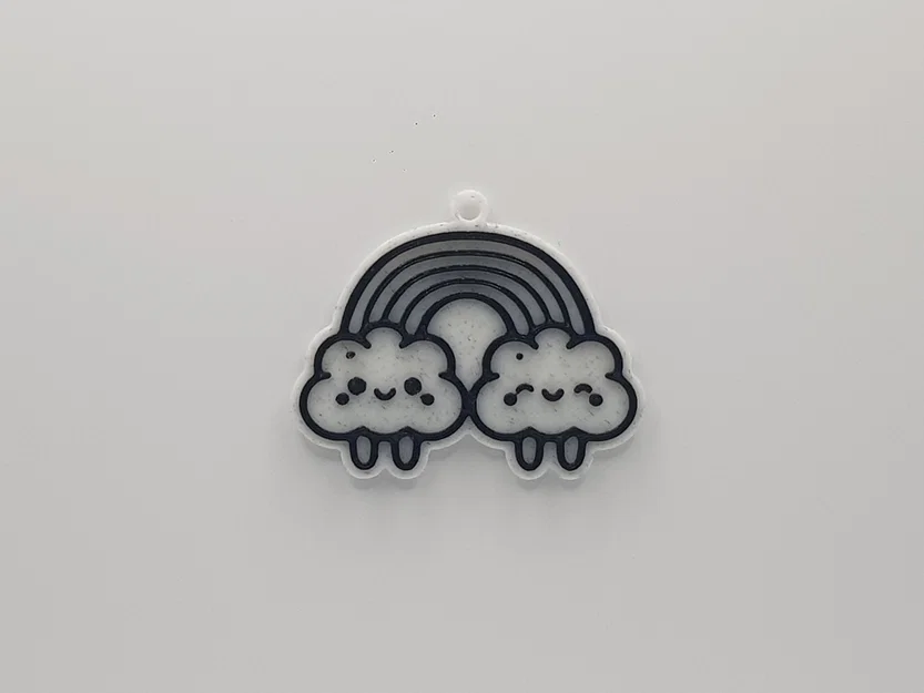 Móc khóa đám mây và cầu vồng dễ thương - Cute Clouds and Rainbow Keychain - Image 1