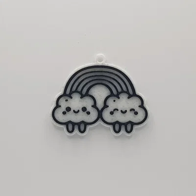 Móc khóa đám mây và cầu vồng dễ thương - Cute Clouds and Rainbow Keychain