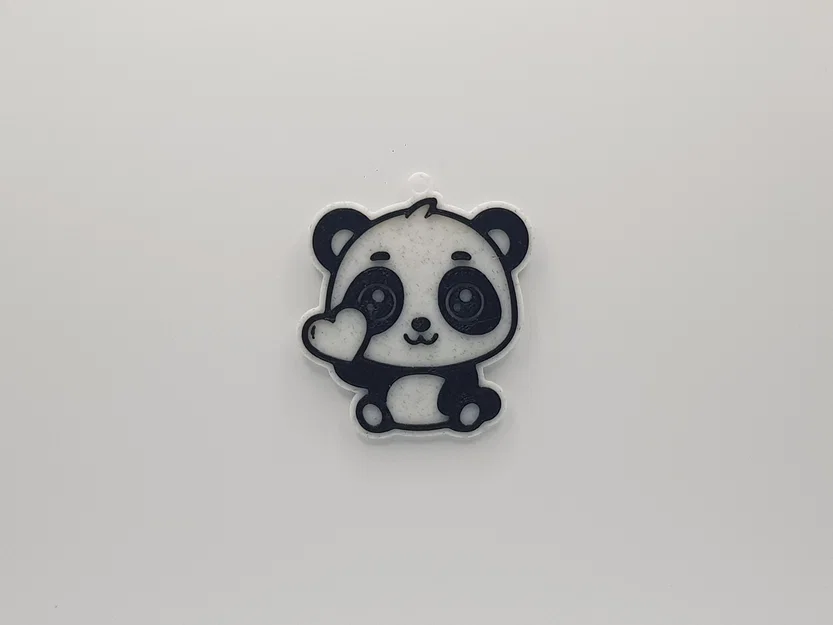 Móc khóa gấu trúc cầm trái tim dễ thương - Mẫu in 3D đẹp - Image 1