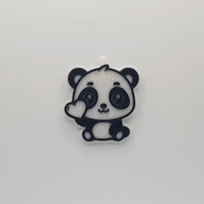 Móc khóa gấu trúc cầm trái tim dễ thương - Mẫu in 3D đẹp