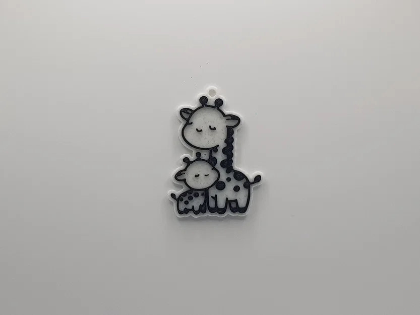 Mẫu in 3D móc khóa mẹ con hươu cao cổ đáng yêu - Image 1