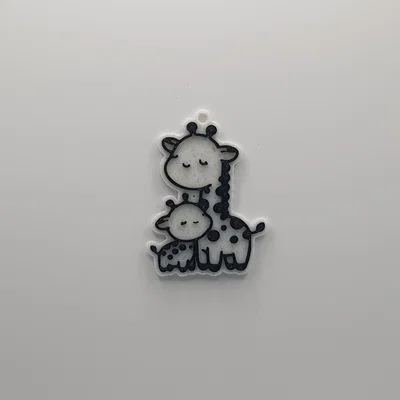 Mẫu in 3D móc khóa mẹ con hươu cao cổ đáng yêu