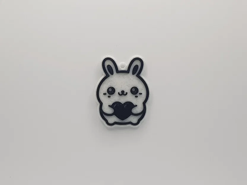 Móc khóa thỏ ôm tim dễ thương - File in 3D đẹp và đơn giản - Image 1