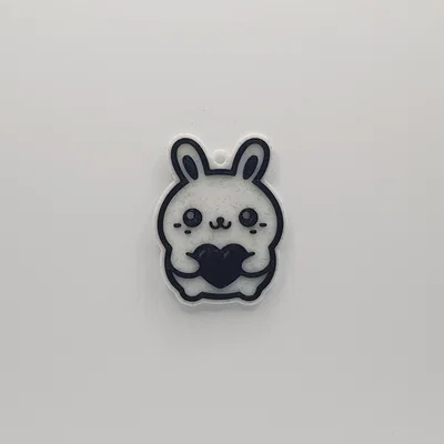 Móc khóa thỏ ôm tim dễ thương - File in 3D đẹp và đơn giản