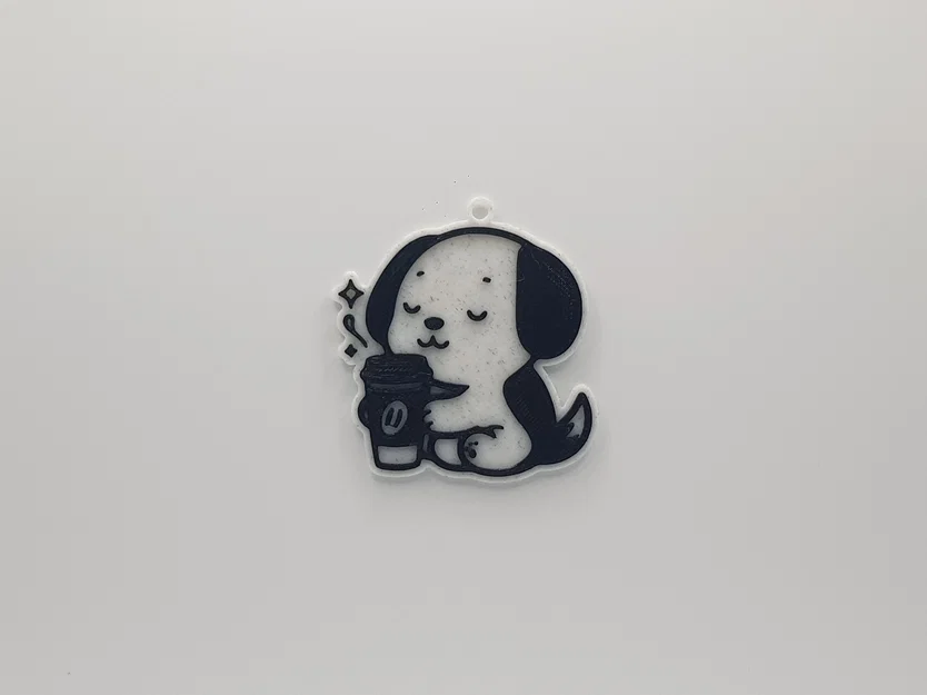 Móc khóa chú cún ôm ly cà phê (Puppy with Coffee Keychain) - Image 1