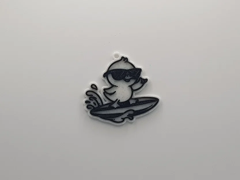 Móc khóa hình chú vịt lướt sóng dễ thương (Duck Surfing Keychain) - Image 1