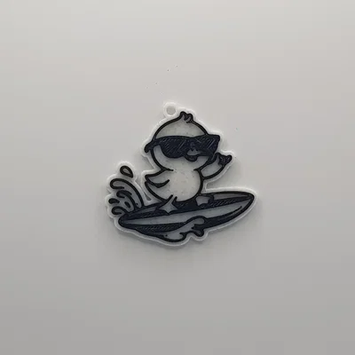 Móc khóa hình chú vịt lướt sóng dễ thương (Duck Surfing Keychain)
