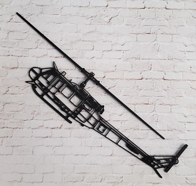 Bell UH-1H Huey 2D Wall Art – Tranh treo tường line art 3-view - Image 1