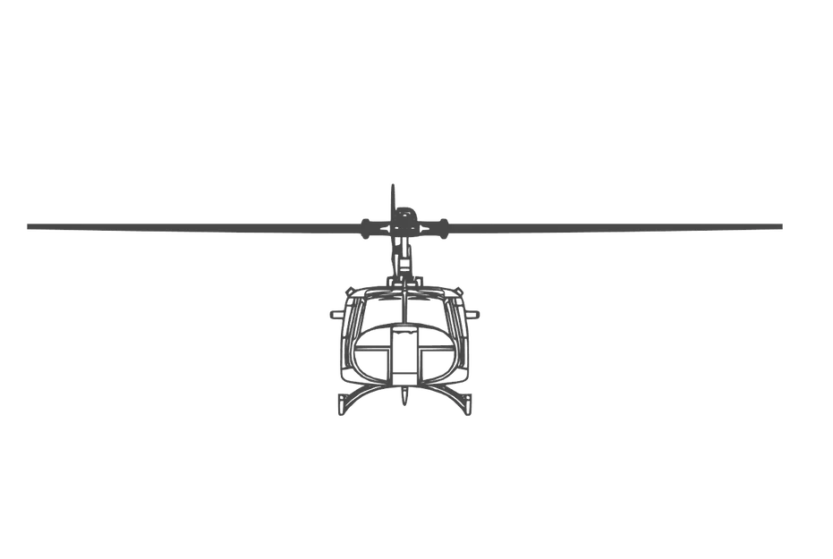 Bell UH-1H Huey 2D Wall Art – Tranh treo tường line art 3-view - Image 2