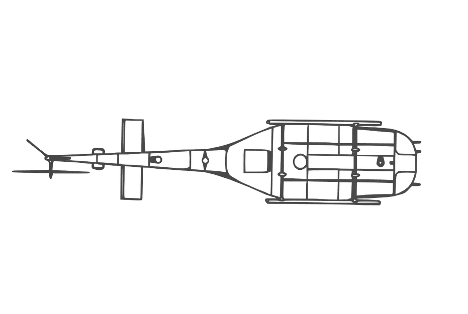 Bell UH-1H Huey 2D Wall Art – Tranh treo tường line art 3-view - Image 3