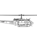 Bell UH-1H Huey 2D Wall Art – Tranh treo tường line art 3-view - Thumbnail 4