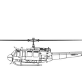 Bell UH-1H Huey 2D Wall Art – Tranh treo tường line art 3-view - Thumbnail 5