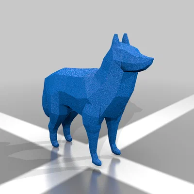 Mô hình chú chó Husky Low-Poly trang trí bàn làm việc cực đẹp