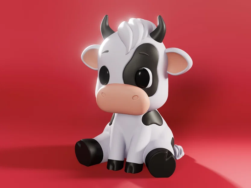 Cow Emily – Mẫu 3D bò cartoon ngồi dễ thương - Image 1