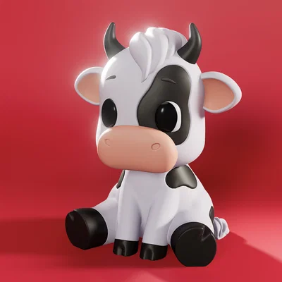 Cow Emily – Mẫu 3D bò cartoon ngồi dễ thương