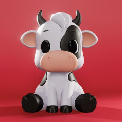 Cow Emily – Mẫu 3D bò cartoon ngồi dễ thương