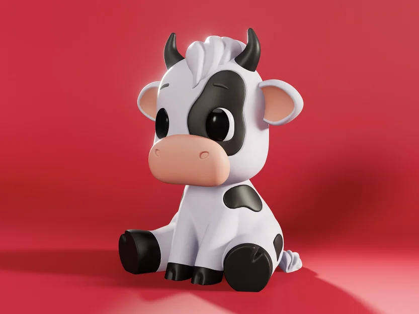 Cow Emily – Mẫu 3D bò cartoon ngồi dễ thương - Image 3