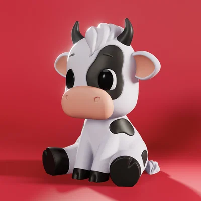 Cow Emily – Mẫu 3D bò cartoon ngồi dễ thương
