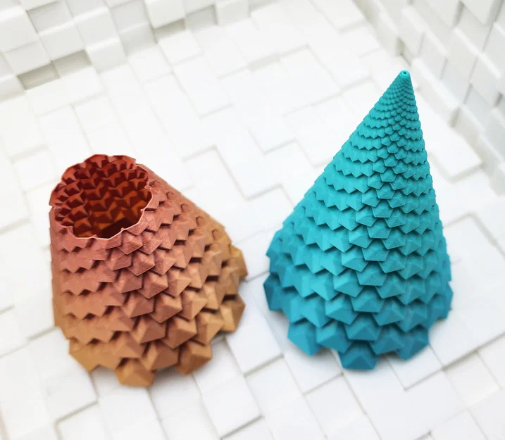Mô hình 3D Cây Thông Pha Lê và Bình Hoa Xoắn Ốc trang trí - Image 2