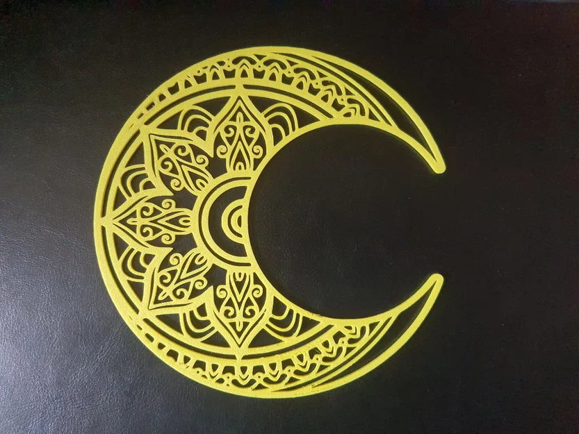 Mẫu trang trí tường hình trăng khuyết nghệ thuật 3D (Ornate Moon) - Image 1