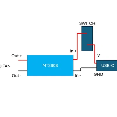 Bộ chuyển USB-C lên 12V cấp nguồn cho quạt 120mm