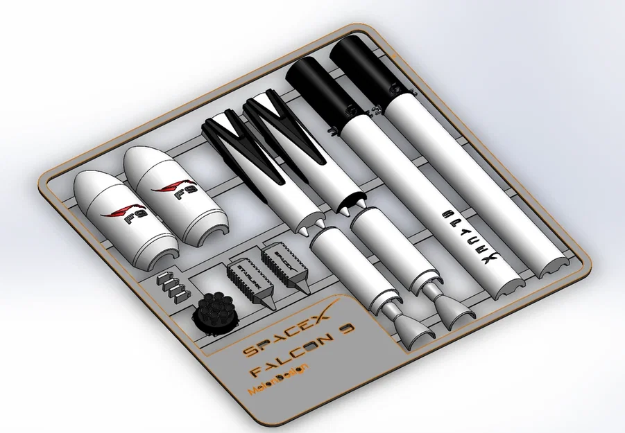SpaceX Falcon 9 Kit card – Bộ kit card tên lửa Falcon 9 in 3D - Image 1