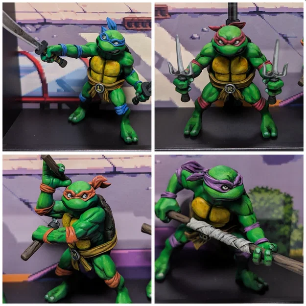 Bộ mô hình 4 chú rùa Ninja (TMNT) phong cách Lowpoly siêu chất - Image 1