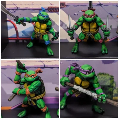 Bộ mô hình 4 chú rùa Ninja (TMNT) phong cách Lowpoly siêu chất