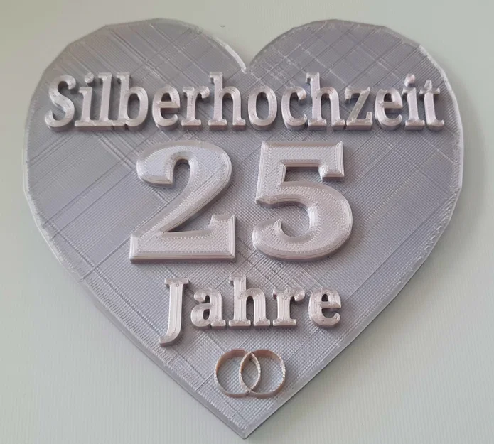 Mô hình trang trí kỷ niệm 25 năm ngày cưới (Silberhochzeit) in 3D - Image 1