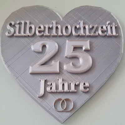 Mô hình trang trí kỷ niệm 25 năm ngày cưới (Silberhochzeit) in 3D