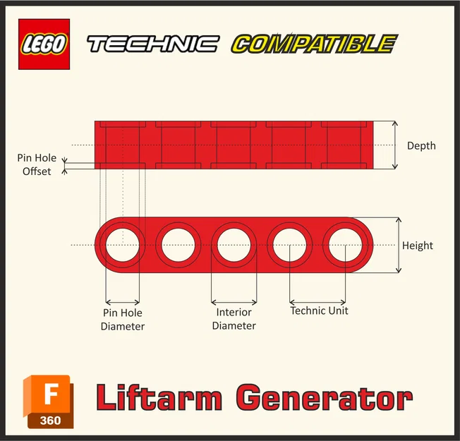 Bộ tạo liftarm LEGO tham số (Parametric) – Fusion 360 - Image 1