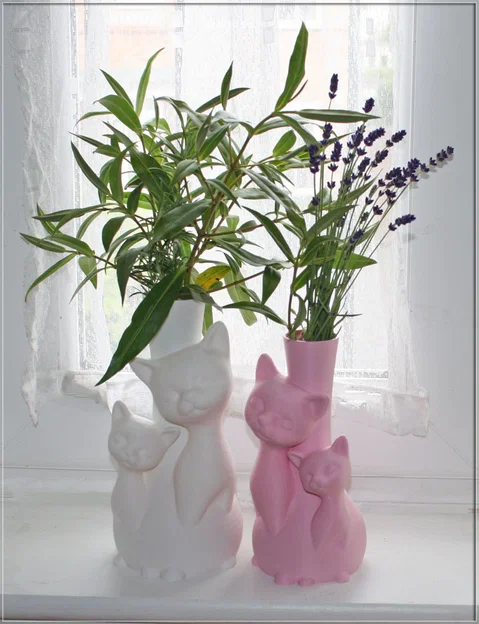 Mẫu in 3D bình hoa hình mèo (Cats Vase) trang trí nhà cửa siêu xinh - Image 1