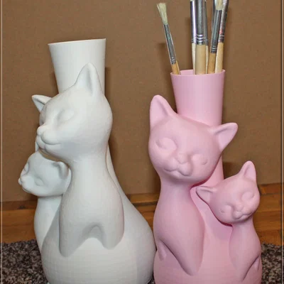 Mẫu in 3D bình hoa hình mèo (Cats Vase) trang trí nhà cửa siêu xinh
