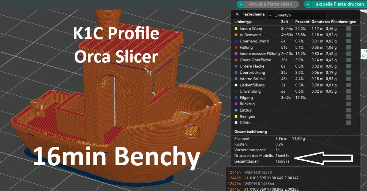 Cấu hình in 3D siêu tốc 16 phút cho Creality K1C trên Orca Slicer - Image 1
