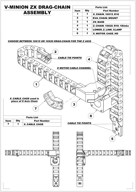 V-Minion Drag-Chain Assembly V2 (Z+X) – Bộ drag-chain trục Z & X - Image 1