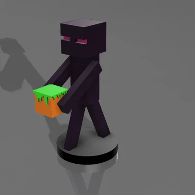 Mô hình 3D Enderman Minecraft cầm khối đất độc đáo
