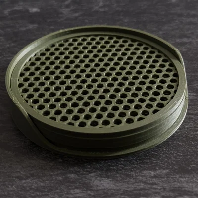 Bộ đế lót ly họa tiết tổ ong 3D kèm khay đựng (Honeycomb Coasters)