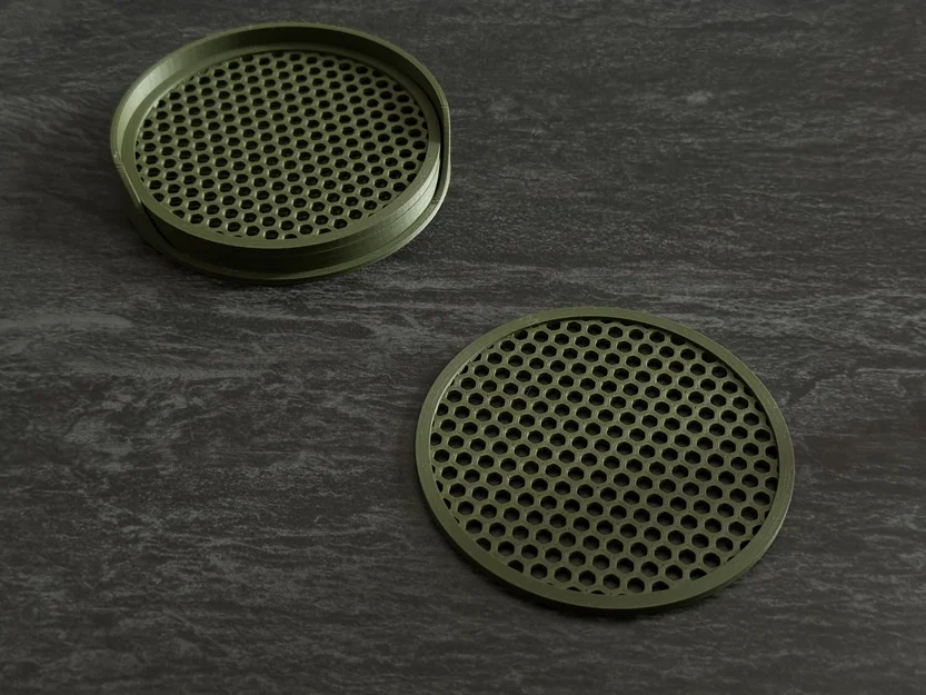 Bộ đế lót ly họa tiết tổ ong 3D kèm khay đựng (Honeycomb Coasters) - Image 2